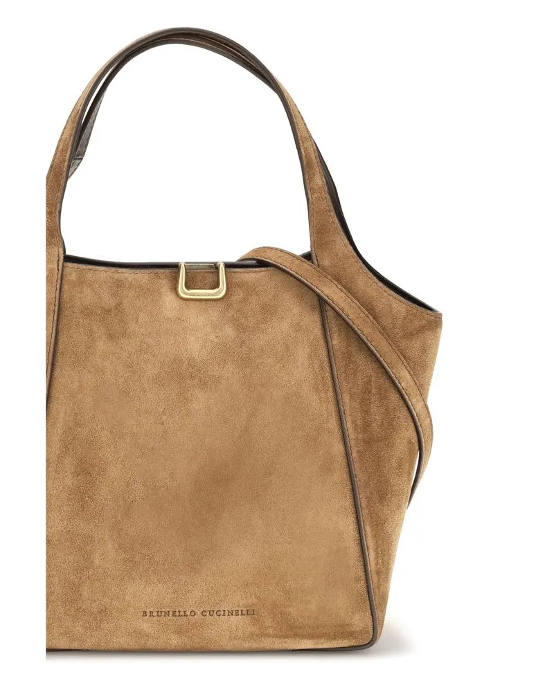 Brunello Cucinelli Suede Bucket Bag — Beige Beige