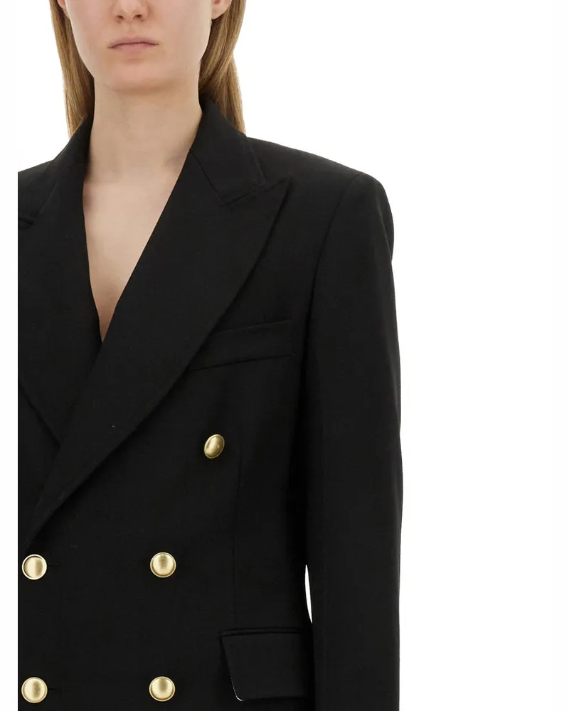 Victoria Beckham Double-Breasted Wool-Blend Blazer — Black Black