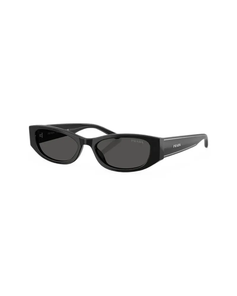 Prada PRD22S Oval Frame Sunglasses — Black Black