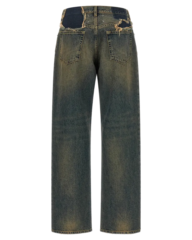 Maison Margiela Layered Waist Straight-Leg Jeans — Blue Blue