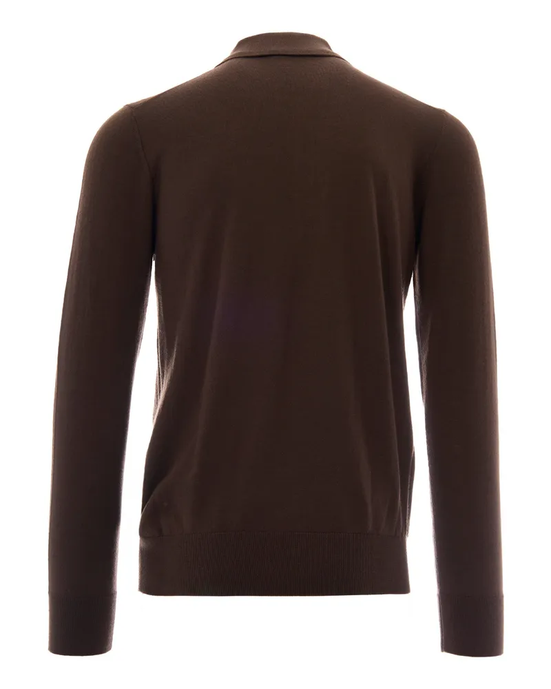 Paolo Pecora Milano Men's Polo Shirt Virgin Wool, Beaver T-shirts And Polos Brown