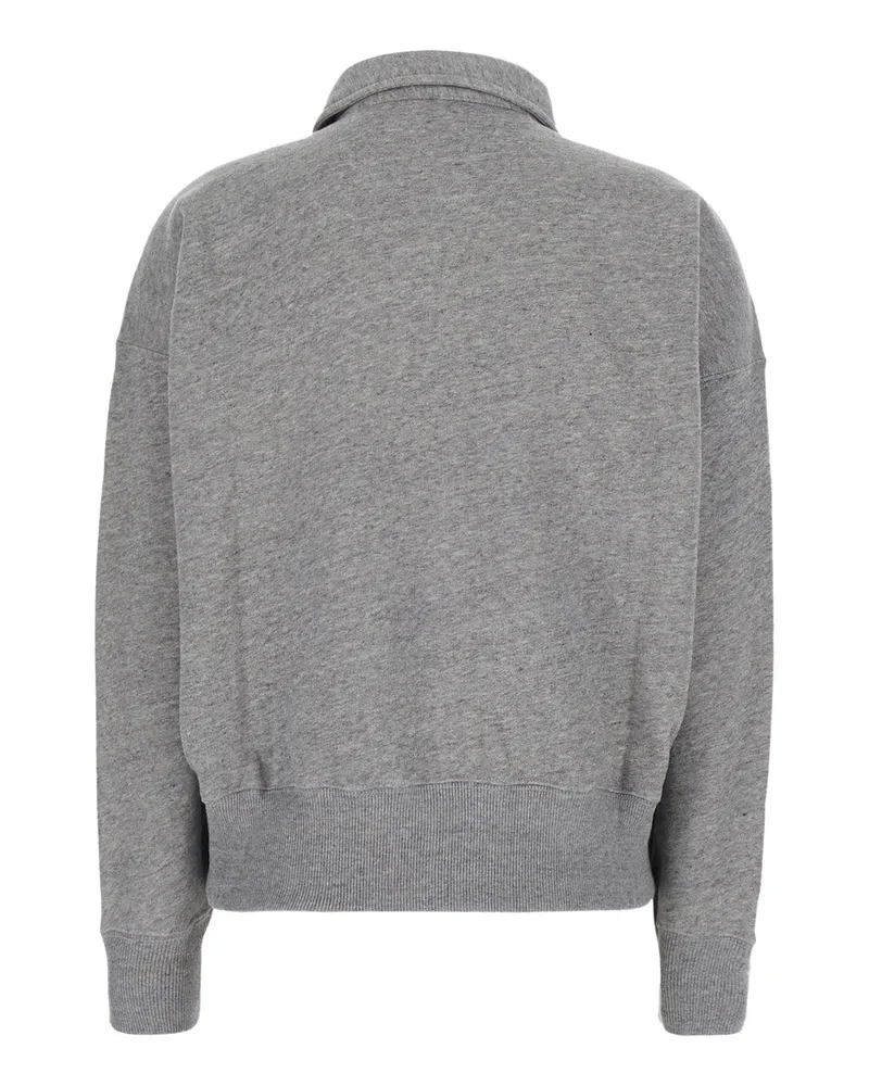 Ralph Lauren Women Polo-Collar Sweatshirt Grey Cotton Blend Sweatshirts Sweater Gray