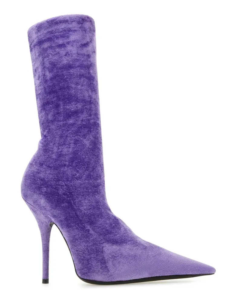 Balenciaga Women's Lilac Velvet Knife Ankle Boots 5001 Stivali Purple