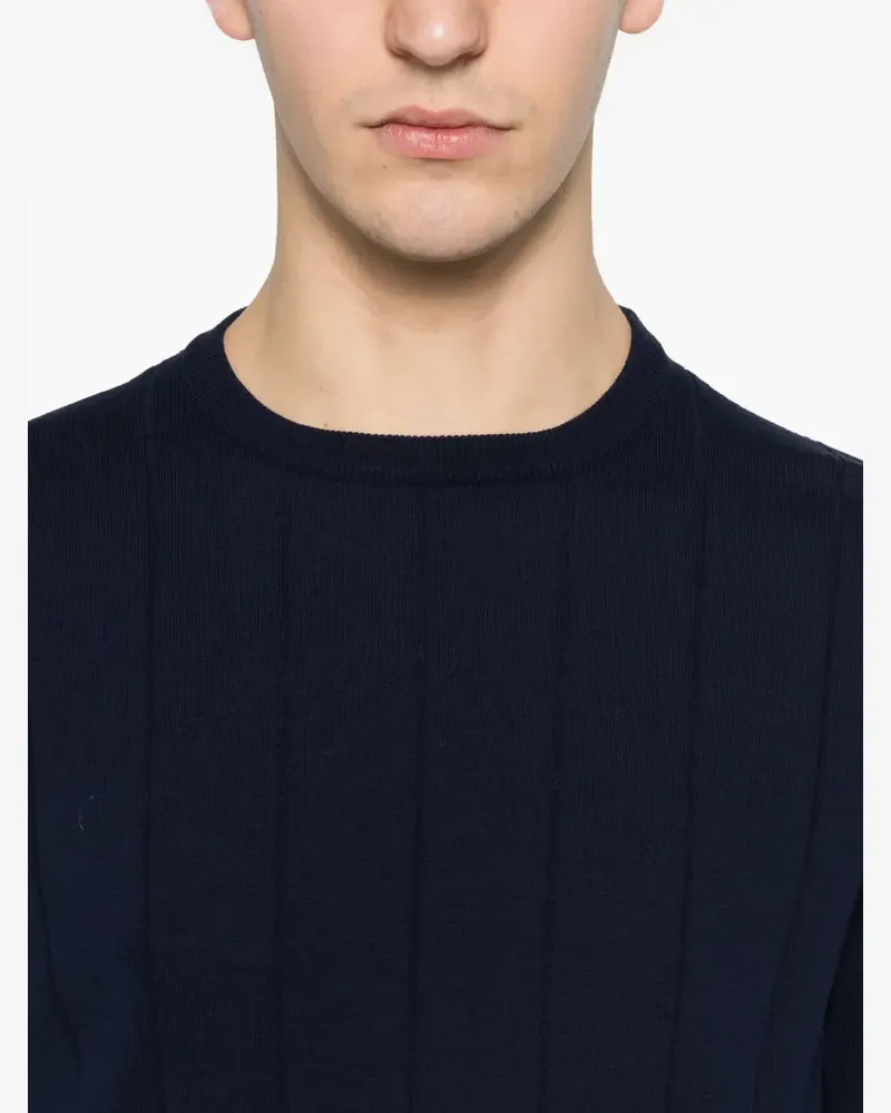 PANICALE Cashmere Men's Striped T-Shirt Ss26 M Navy