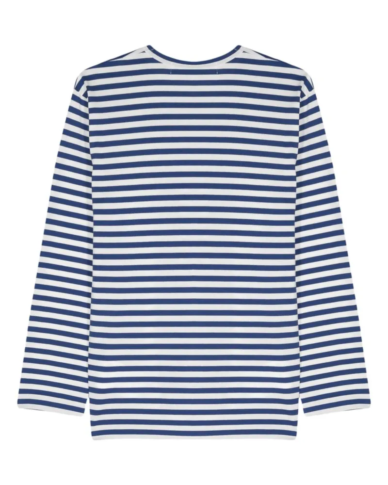 Comme des Garçons Striped Logo T-shirt — Navy Navy