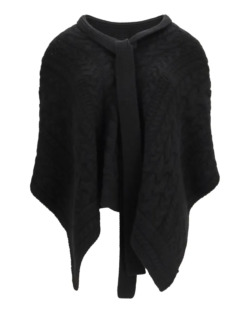 Ermanno Scervino Cable-Knit Cashmere Cape — Black Black