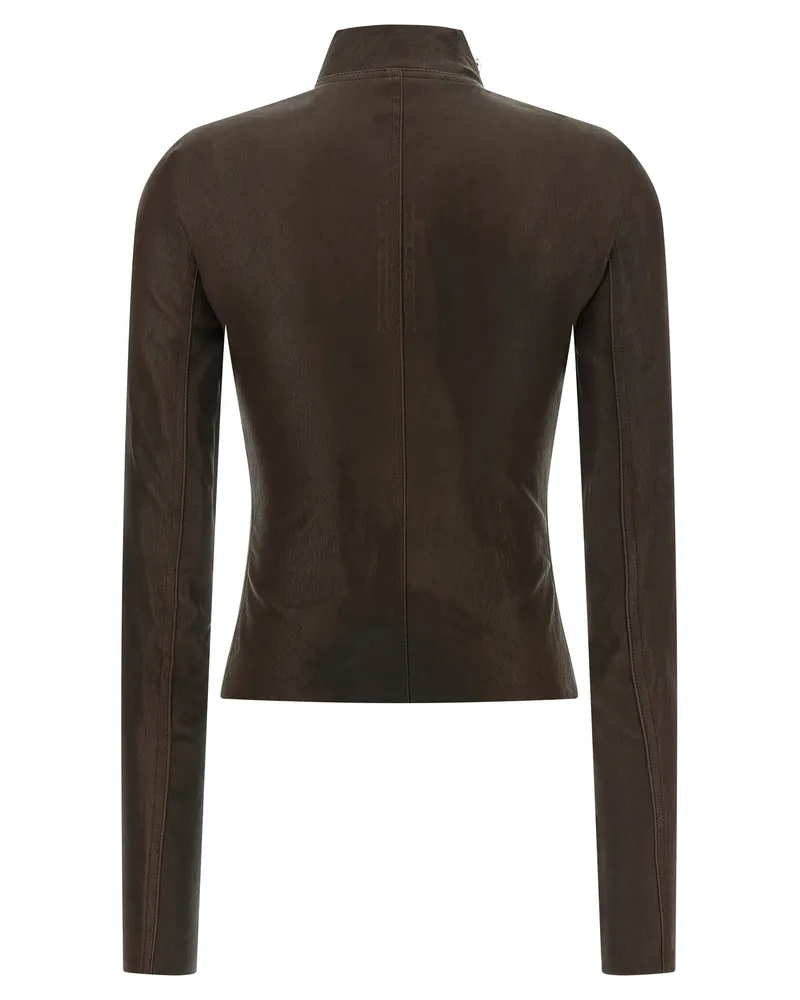 Rick Owens Women's Brown Lamb Leather Jacket Clothing Brown
