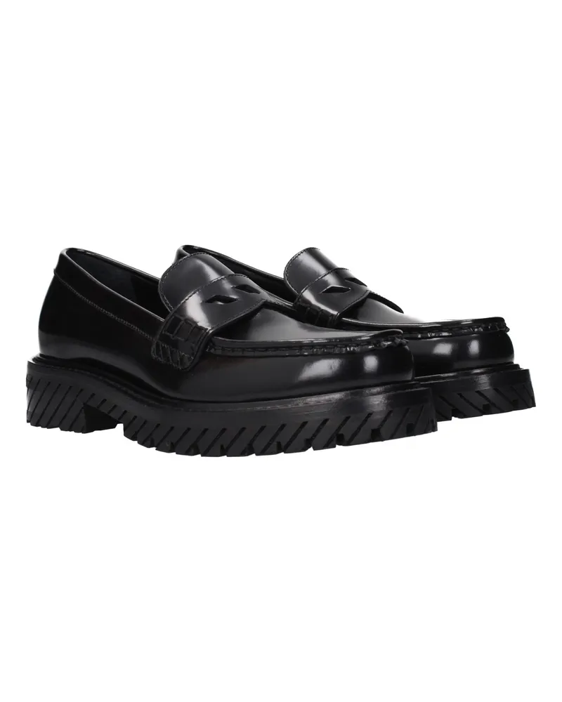 OFF-WHITE Women's Black Leather Slip-On Loafers Black