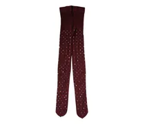 Crystal-Embellished Nylon Tights — Maroon