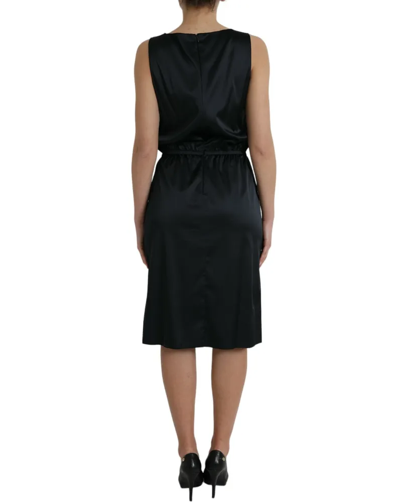 Dolce & Gabbana Lace Trim Sheath Midi Dress — Black Black