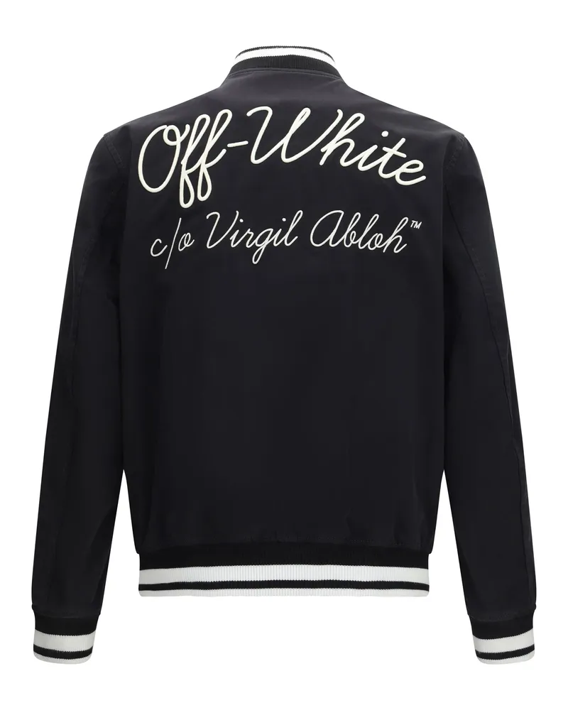 OFF-WHITE Script Logo Varsity Jacket — Black Black