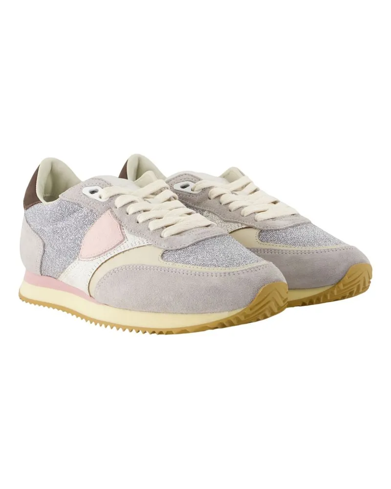 Philippe Model Women's Blville Low Sneakers -  Leather Grey Calfskin Shoes Gray
