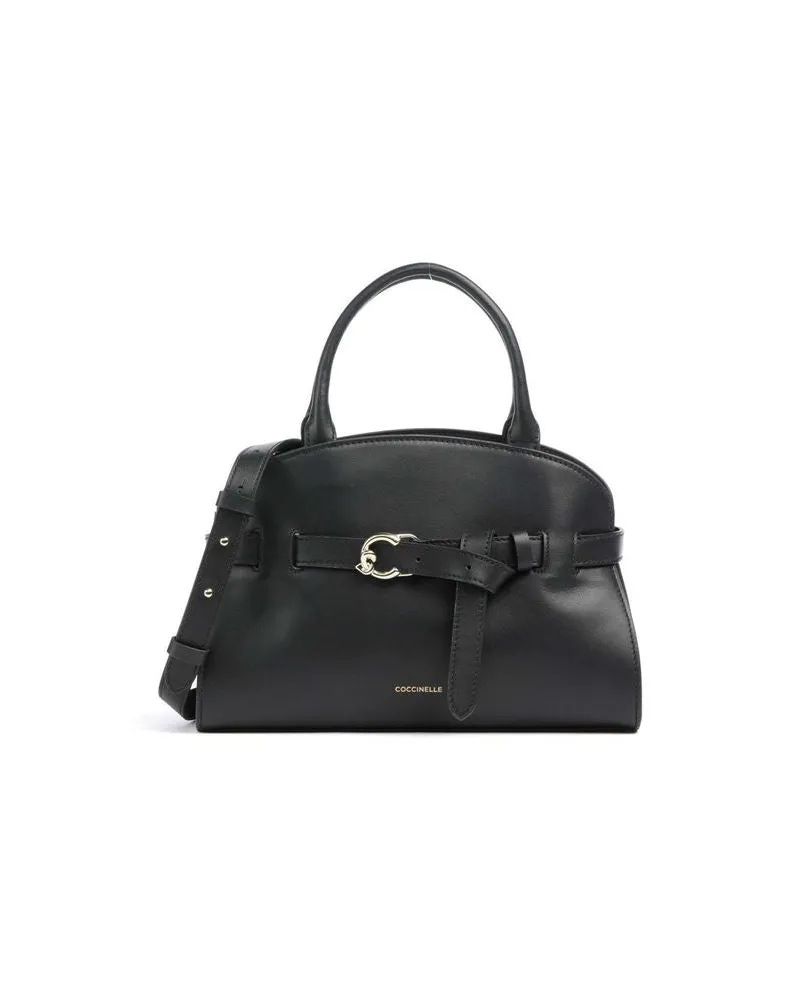 Coccinelle Women's Top Handle Bag Black Smooth Leather - Top-Handle-Bags Black