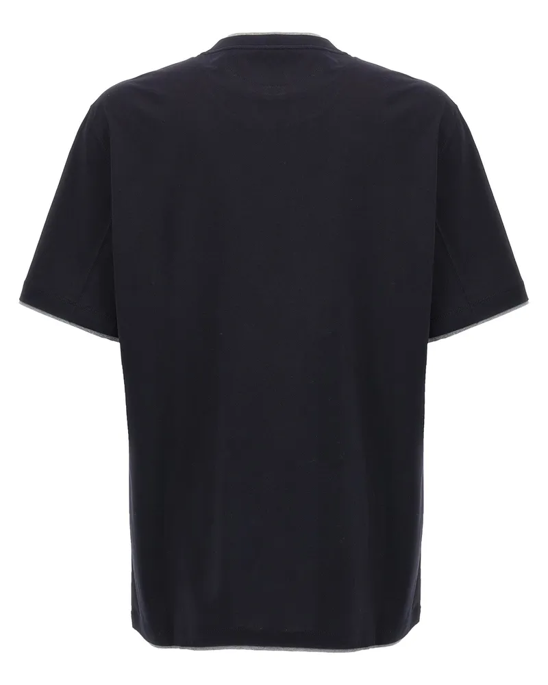 Brunello Cucinelli Men's Blue Cotton T-Shirt Navy