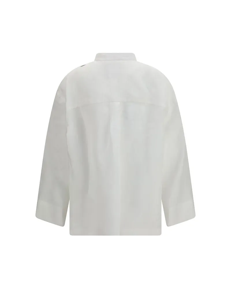 Max Mara Women's White Linen Dress Shirt White
