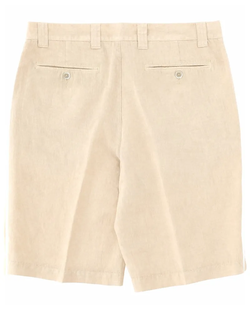 120% Lino Linen Bermudas — Beige Beige