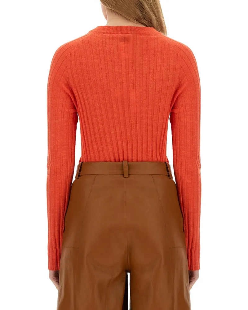 ALYSI Ribbed Knit Sweater — Red Red