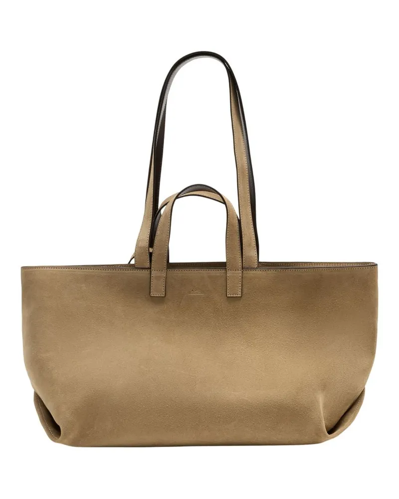 A.P.C. Women's Le Drummer Shopper Bag -  Leather Brown Calfskin Totes-Shopping-Bags Brown