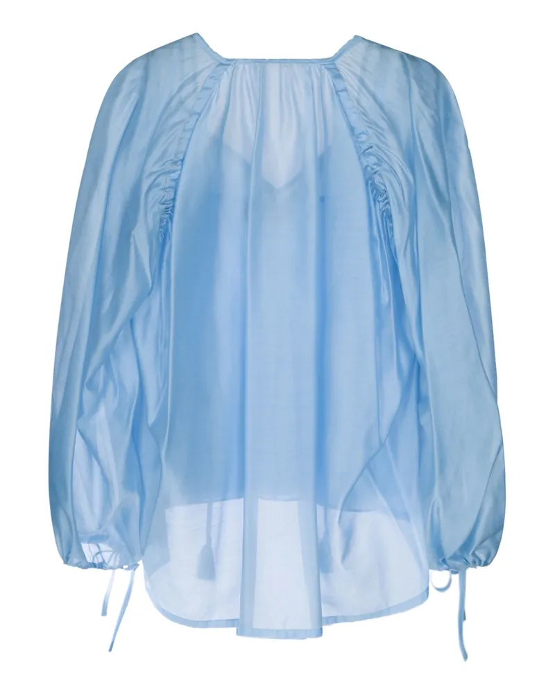 Ermanno Scervino Women's Puffed-Sleeve Blouse Blue Cotton Blue