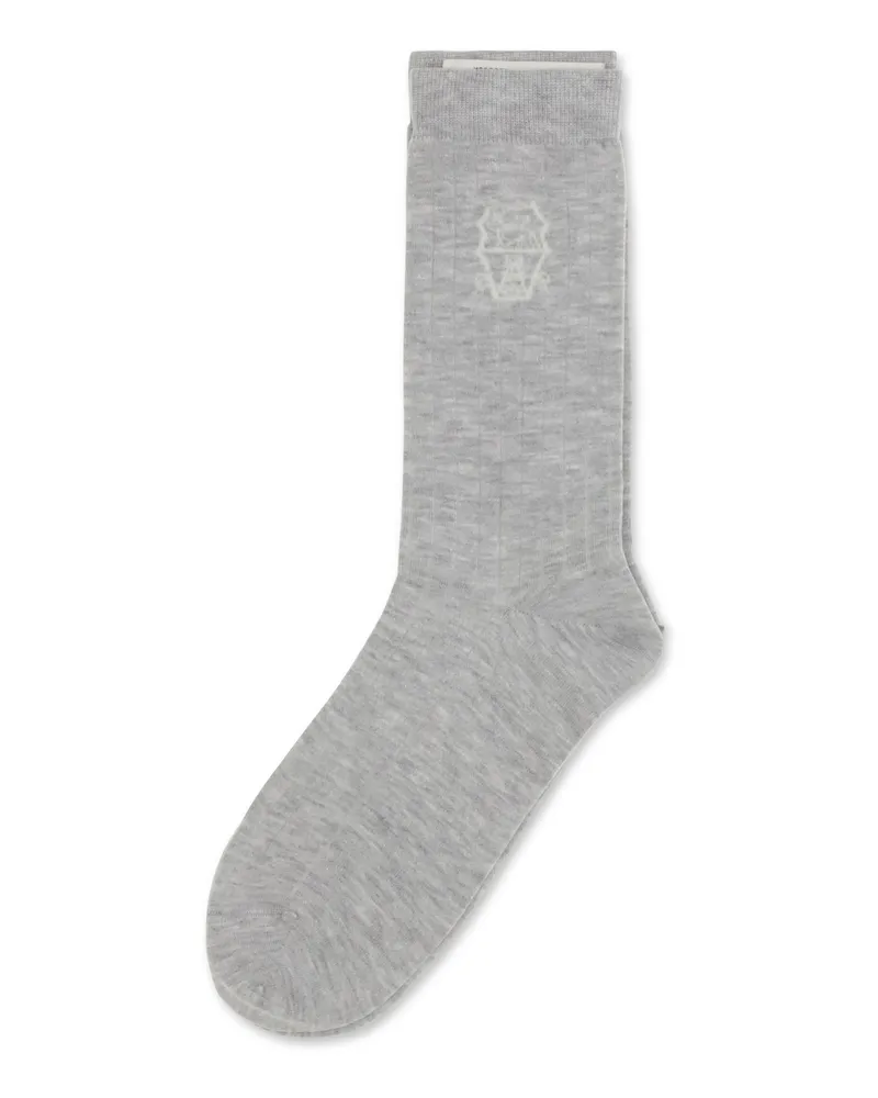 Brunello Cucinelli Cotton Mid-Calf Socks — Gray Gray