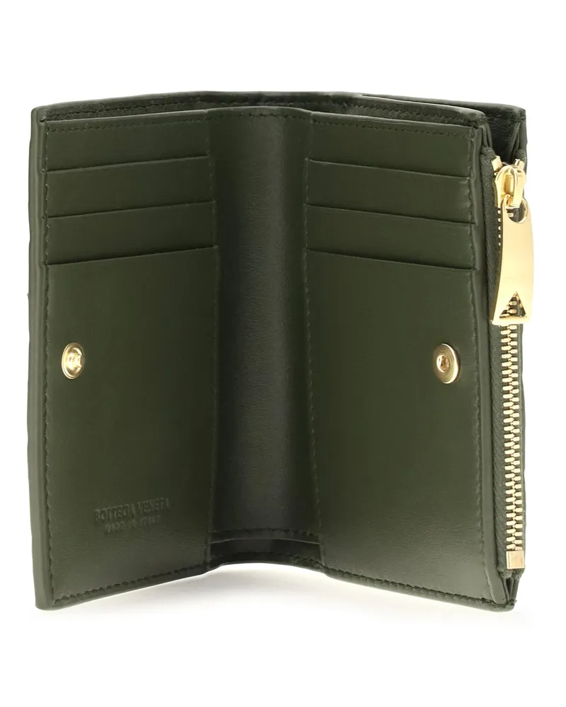 Bottega Veneta Women's Bifold Wallet Intrecciato Green Tweed-Gold Calf Leather & Purses Tweed/gold Green