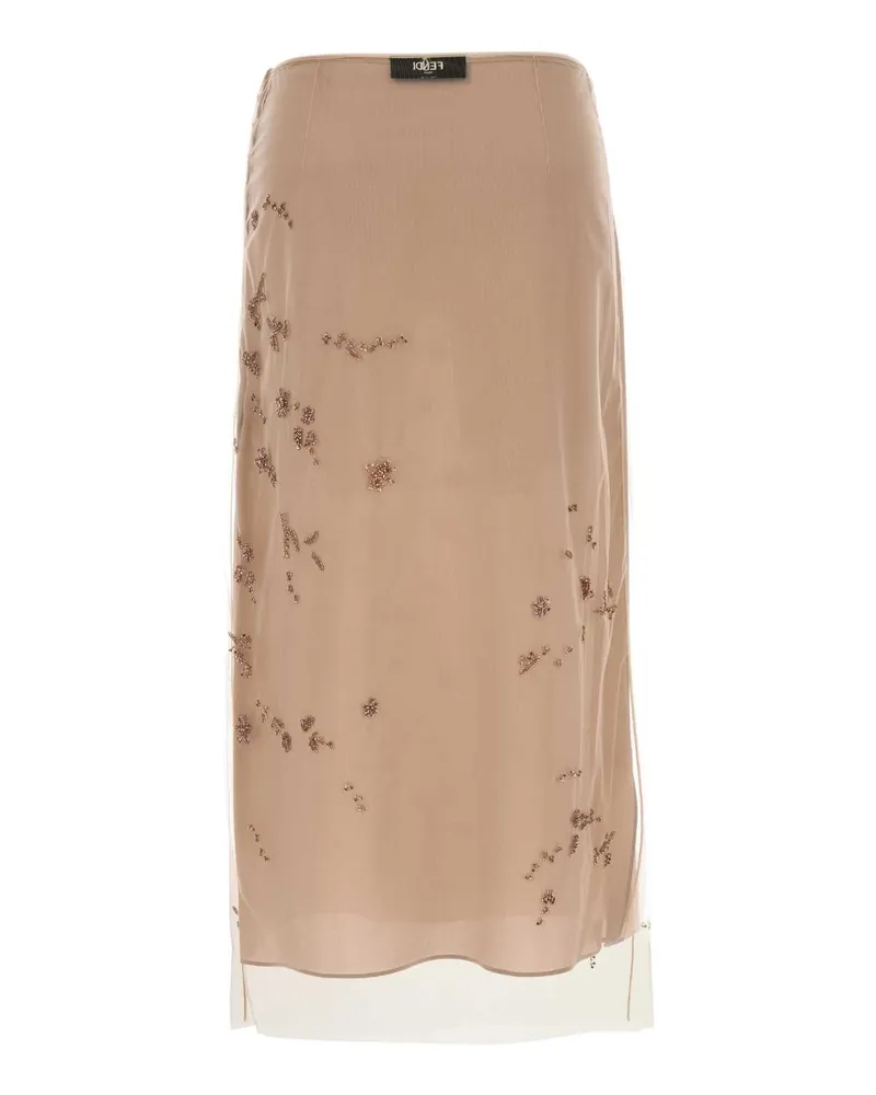 Fendi Women's Antiqued Pink Tulle Skirt Exterior: Nylon Lining: Silk Gonne Pink