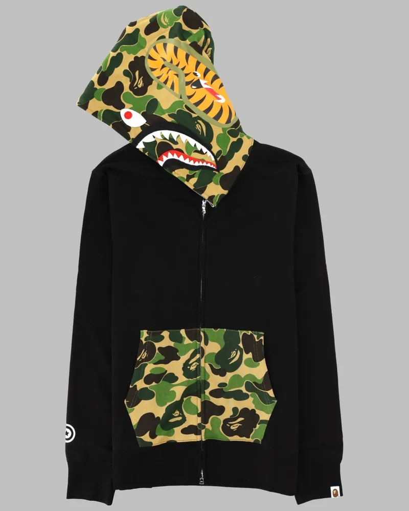 BAPE Shark Hooded Sweatshirt — Black Black