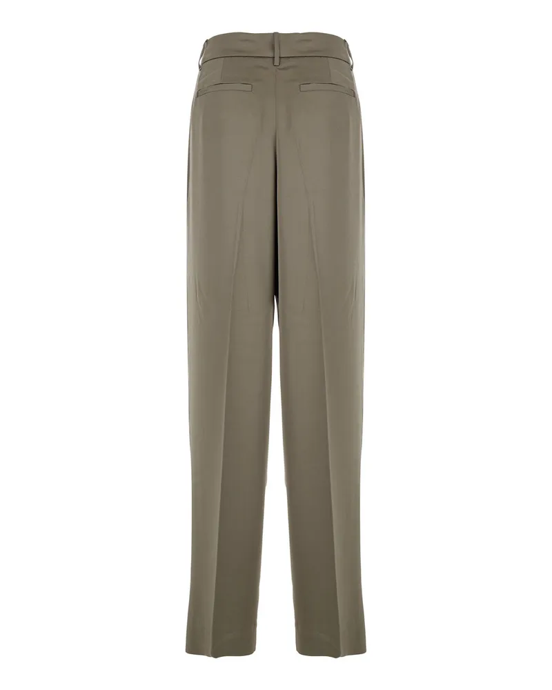 Michael Kors Women's Brown Wide Leg Tech Fabric Pants Recycled Polyester Trousers Brown