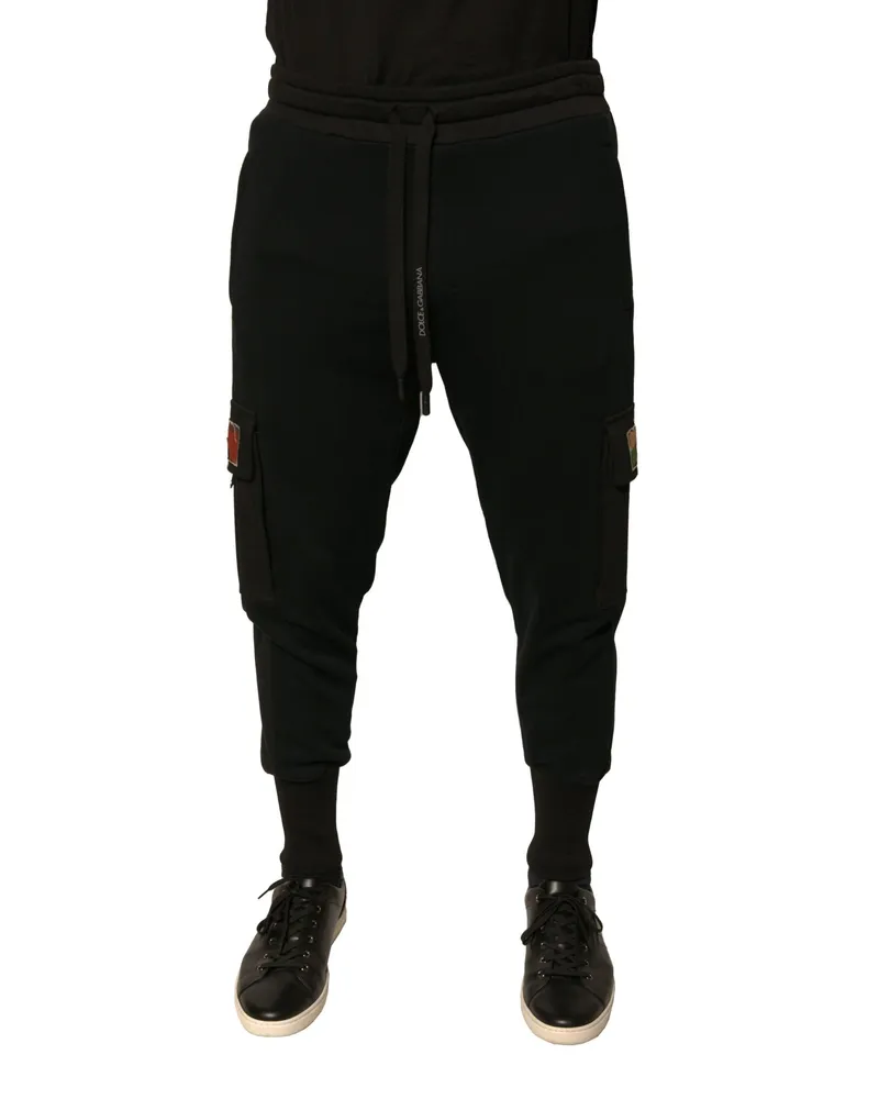 Dolce & Gabbana Men's Black Cotton Jogger Cargo Sweatpants Pants Black