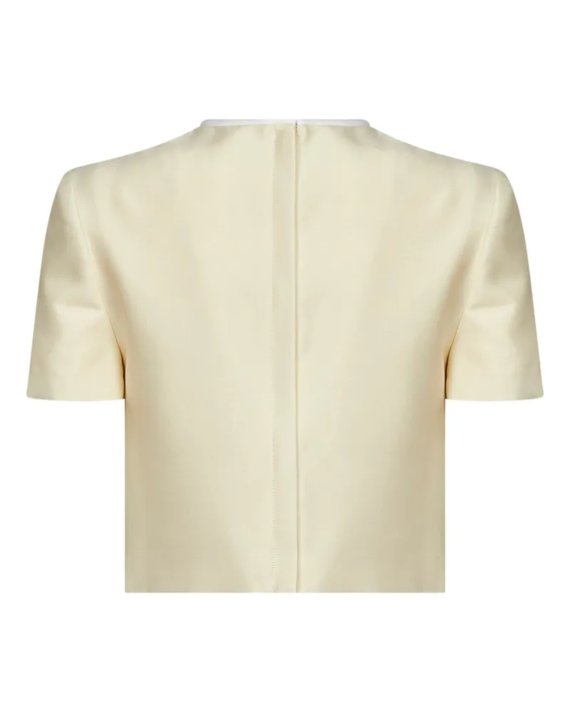 Self-Portrait Women's Cropped Taffeta Top Yellow Tops Yellow