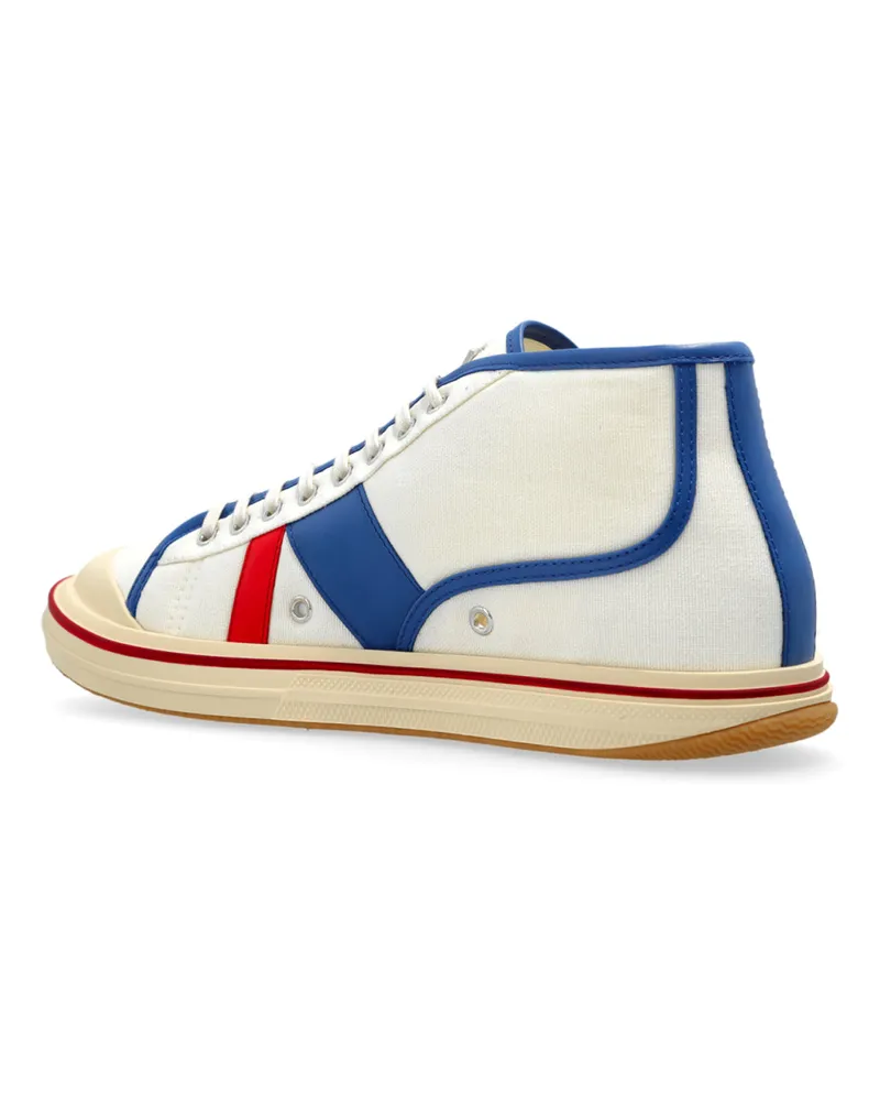 Bottega Veneta Men's Eliott Mid-Top Sneakers White Shoes White