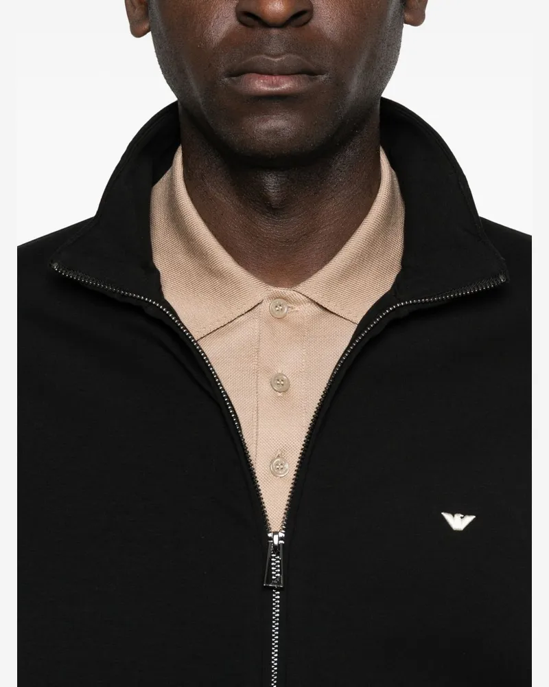 Emporio Armani Logo-Detail Zip Sweatshirt — Black Black