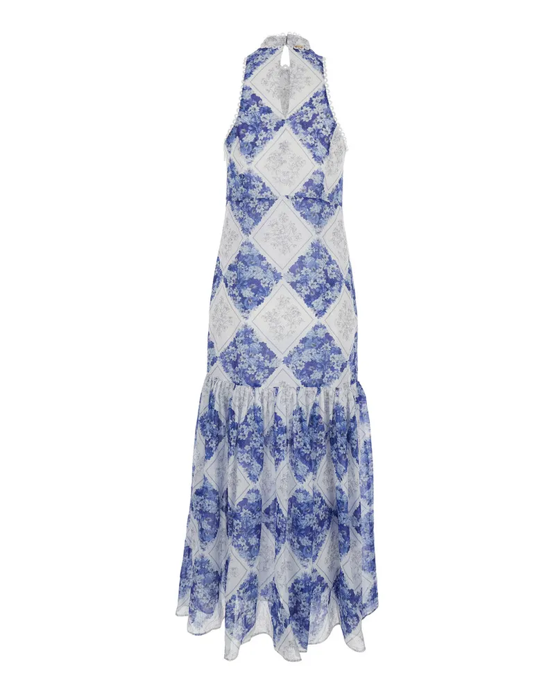 Twin-Set Women's Dress Floral Multicolour Ramie Blue
