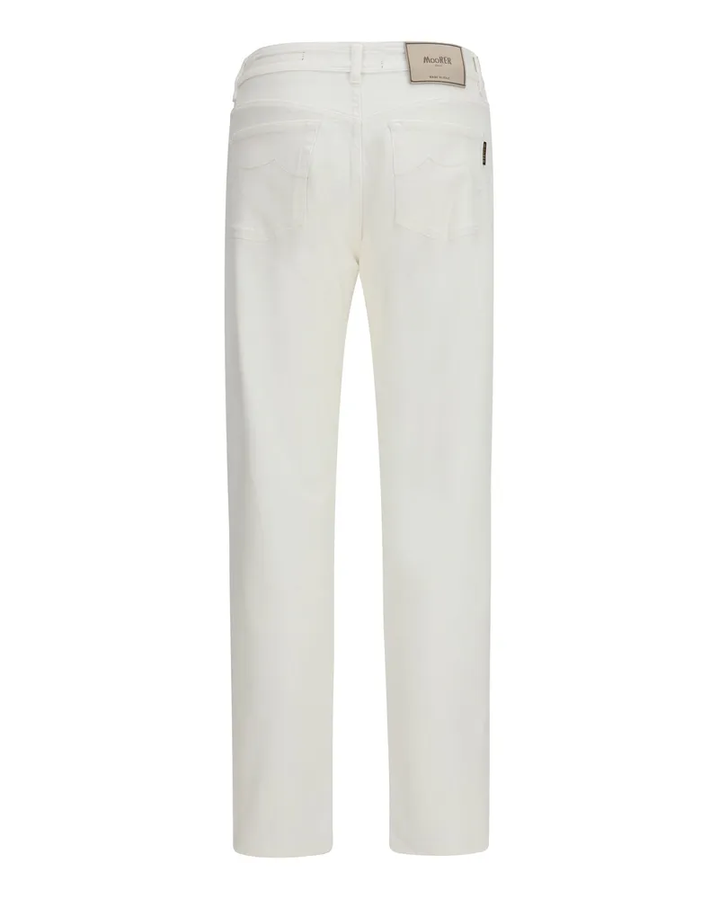 MOORER Men's Milton-15 Jeans Bianco Cotton; Elastane White