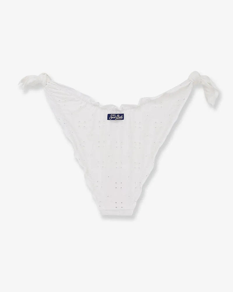MC2 Saint Barth Women's Bikini Brief Moon Embroidered White Polyamide Elastane Swimwear Sea Clothing White