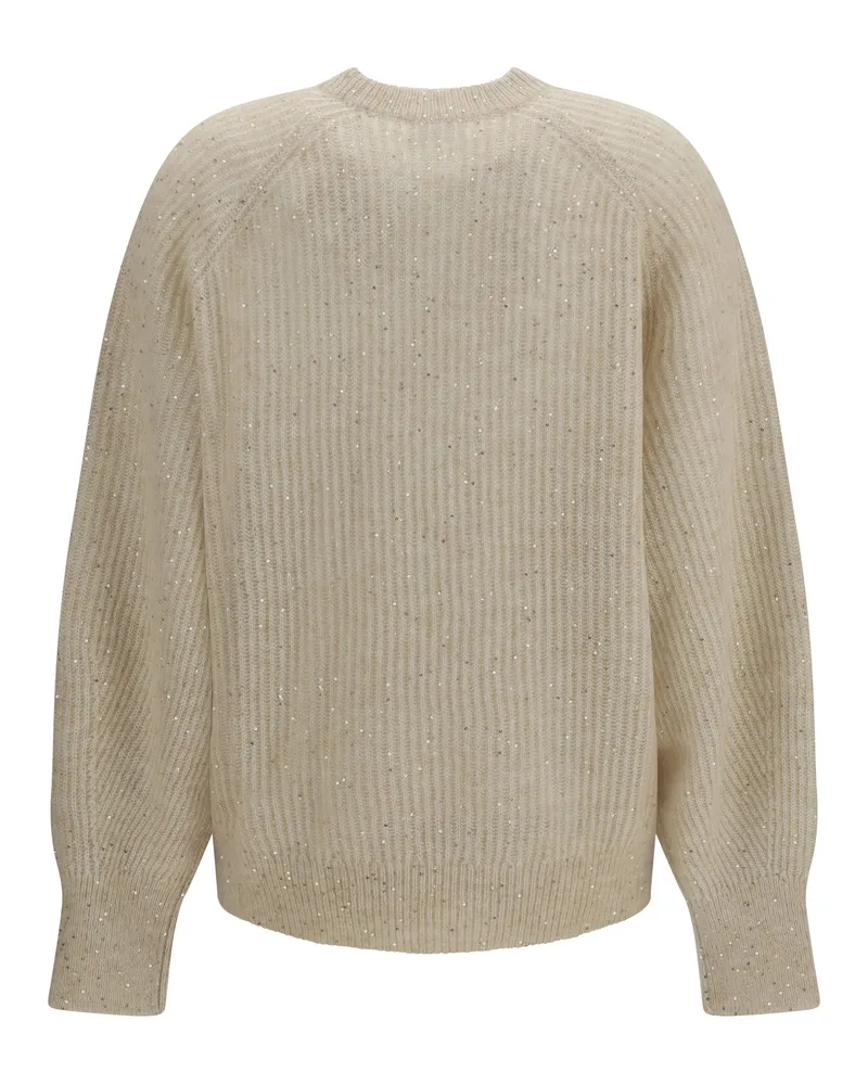 Brunello Cucinelli Sequin-Embellished Mohair-Blend Sweater — Ivory Ivory