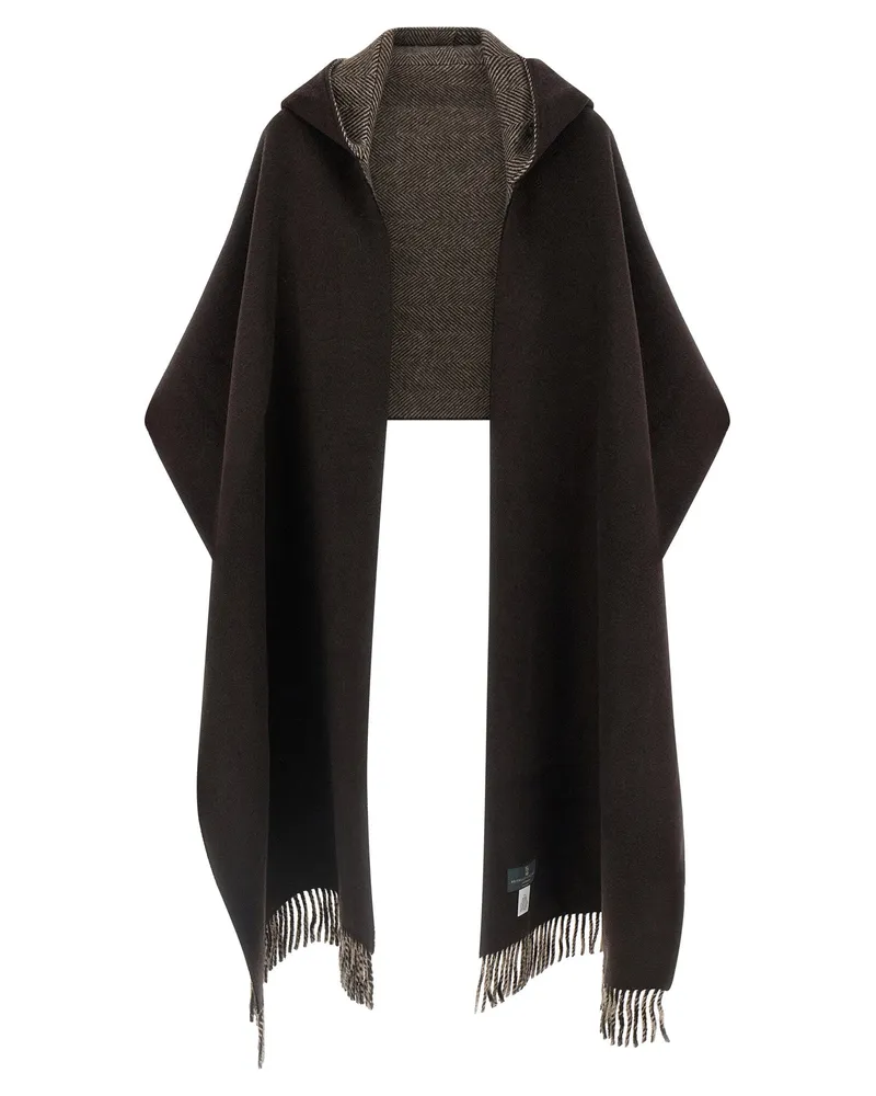 Brunello Cucinelli Reversible Hooded Cashmere Scarf — Brown Brown