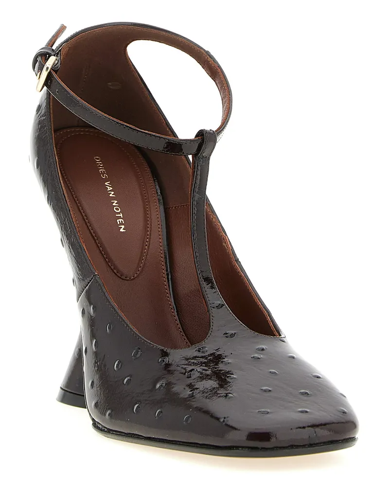 Dries van Noten Sculptural Wedge Heel Pump — Burgundy Burgundy