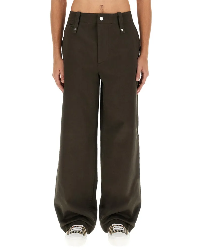Burberry 100% Cotton Trousers — Brown Brown