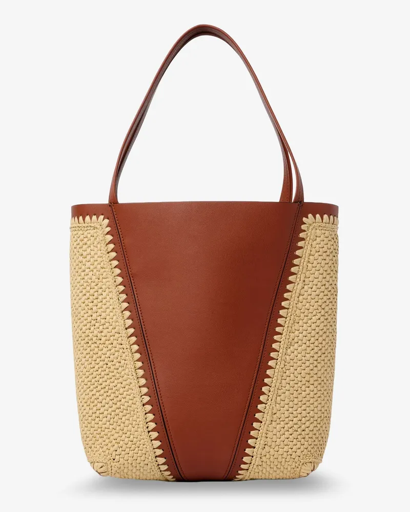 Chloé Women's Shoulder Bag Spin Leather-Raffia Brown Leather/raffia Brown