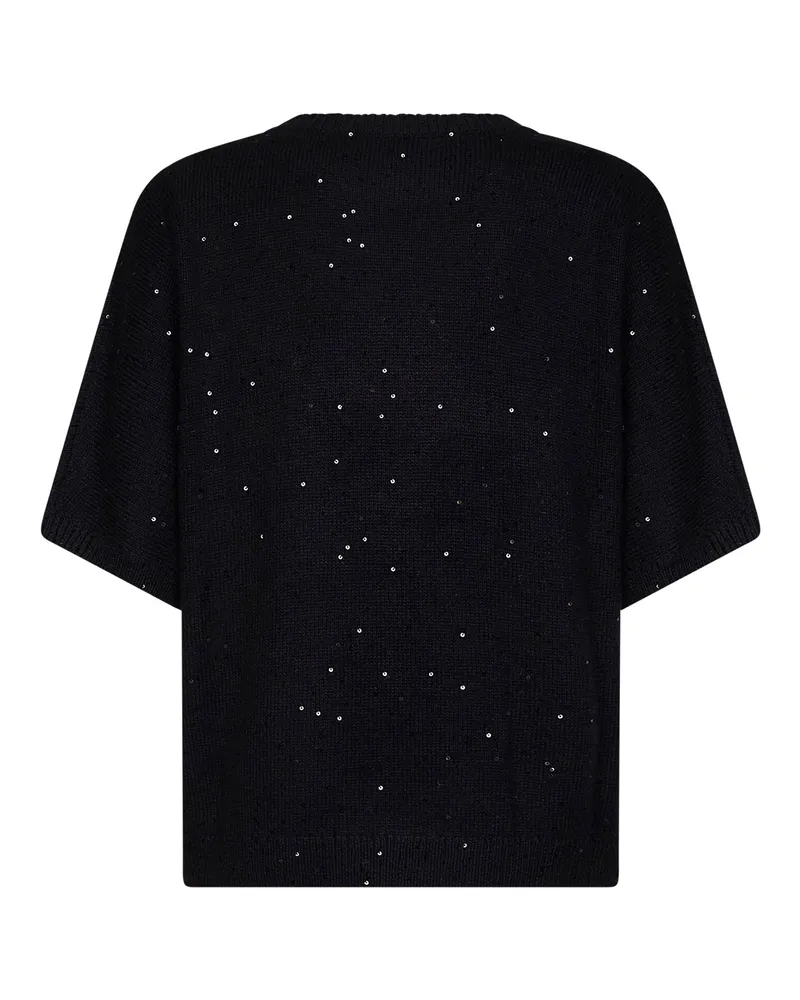 Brunello Cucinelli Women's Sweater Black Sequin-Embellished Lyocell Black