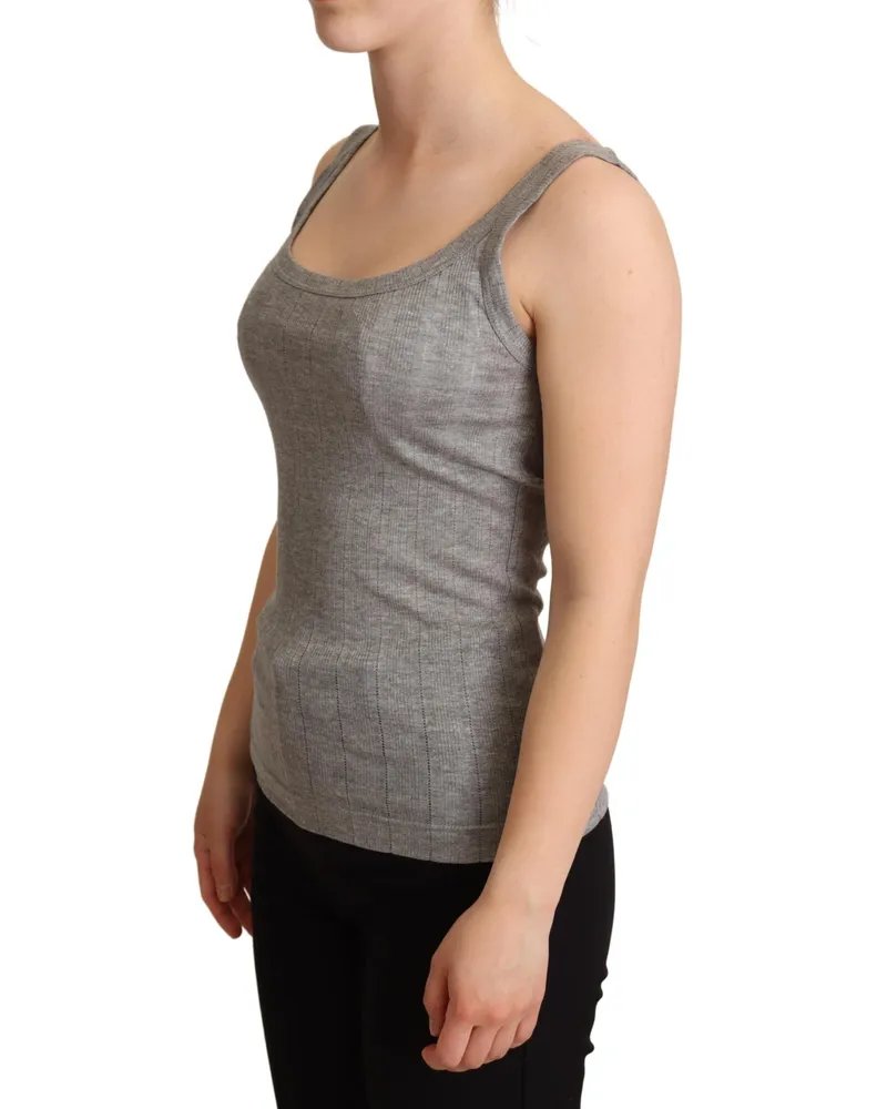 Dolce & Gabbana Women's Gray Cotton Modal Canotta Tank Top T-Shirt Gray