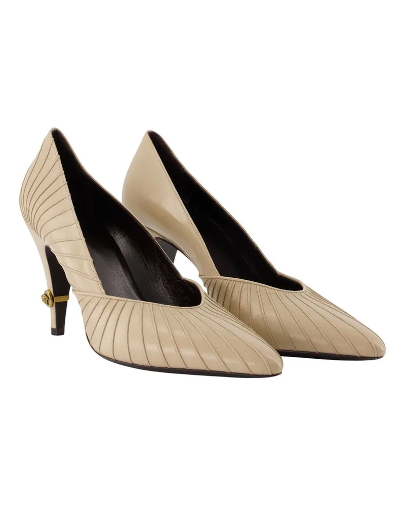 Versace Women's T.90 Pumps -  Leather Ivory Goatskin Shoes Beige