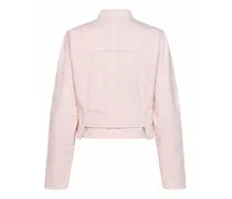Rounded Raglan Cotton Denim Jacket — Pink