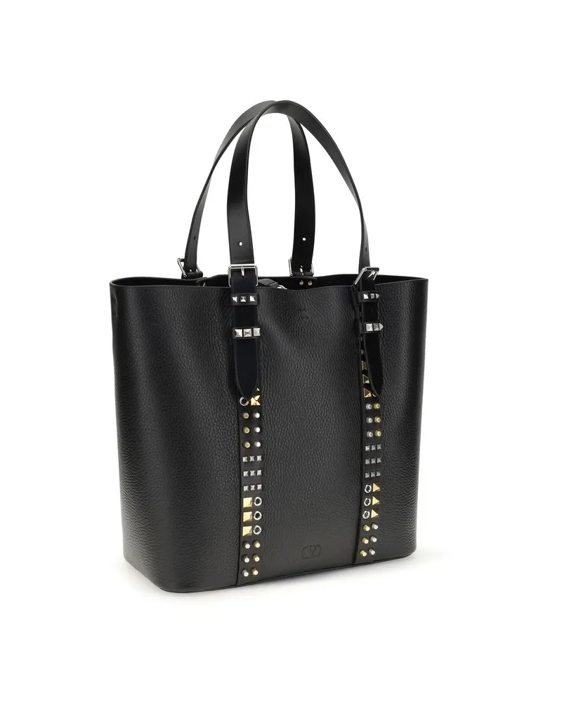 Valentino Garavani Men's Black Calf Leather Bos Taurus Shoulder Bag Black
