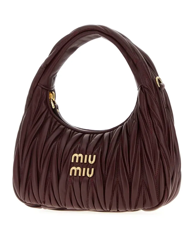 Miu Miu Women's Quilted Nappa Leather Shoulder Bag Burgundy Burgundy
