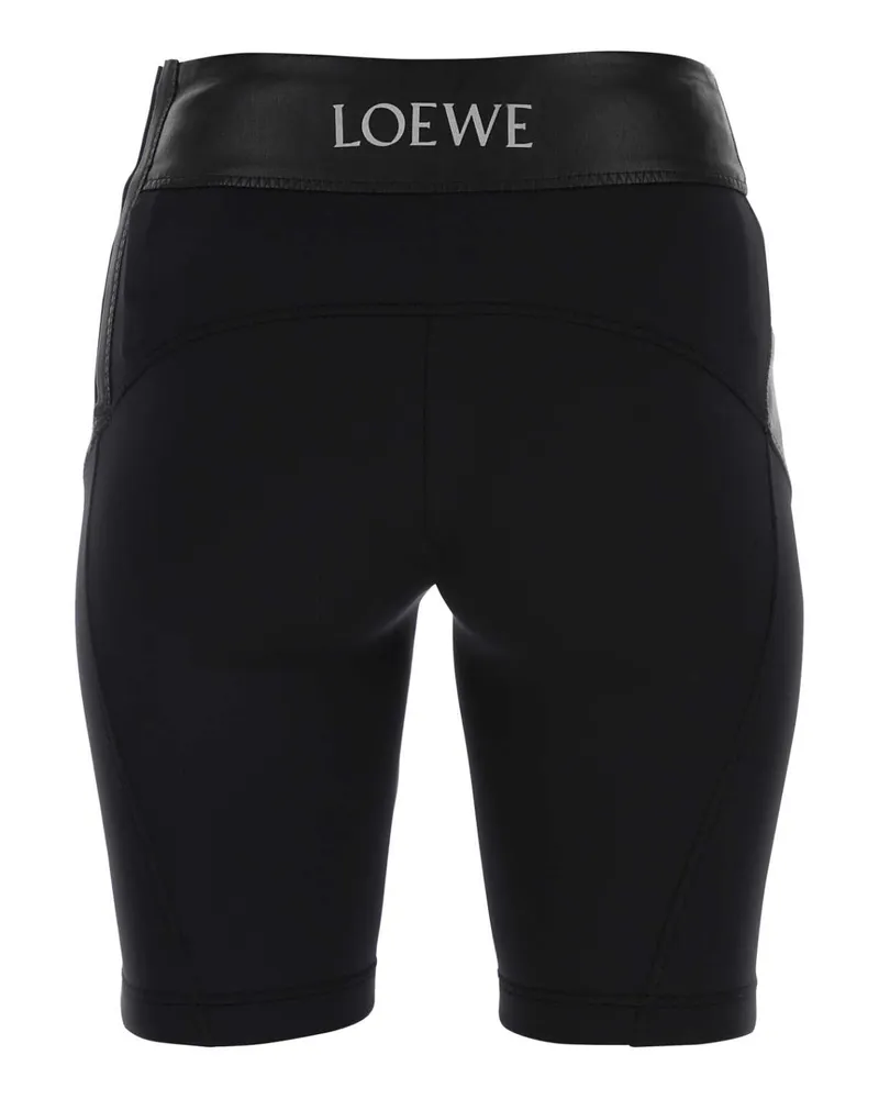 Loewe Women Black Leather And Fabric Leggings Black