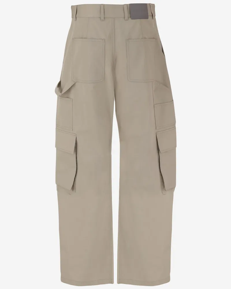 Balenciaga Women's Cargo Pants Cotton Beige Trousers Beige
