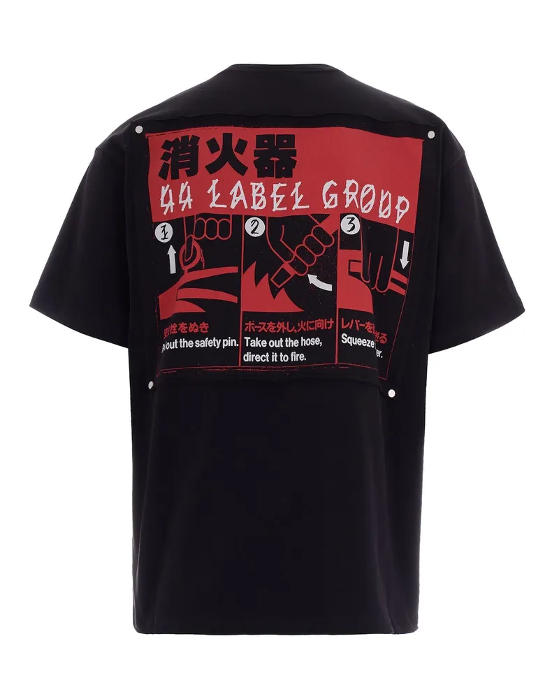 44 LABEL GROUP Men T-Shirt Maximum Speed Black-Warning High Risk Red Cotton T-Shirts Black/warning And Polos Black