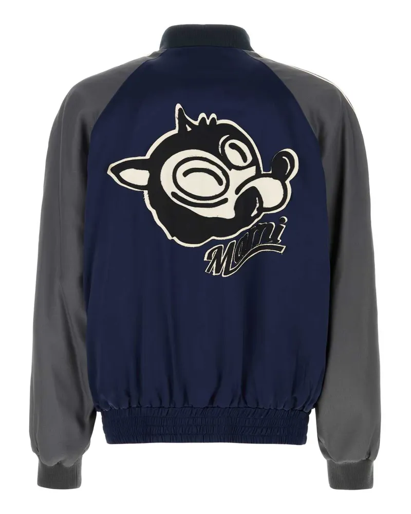 Marni Men's Navy Blue Satin Bomber Jacket Blumarine Giubbini Navy